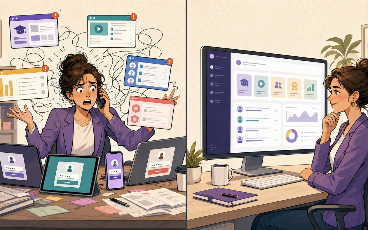 Интерфейс Edumotion к статье «Как обучить тысячу сотрудников без страха и поножовщины»