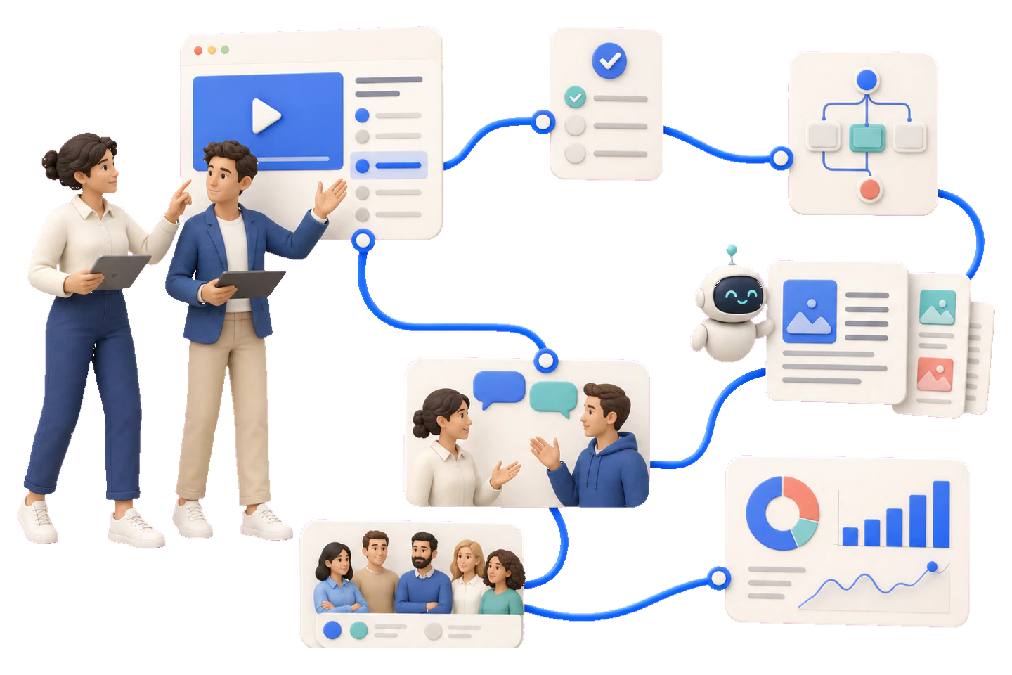 Команда связывает курсы, тесты, траектории, базу знаний и аналитику в Edumotion